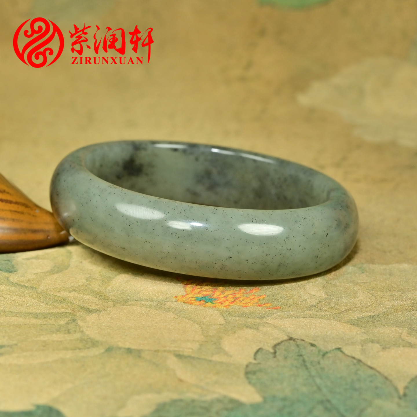 和田玉籽料青花手镯中宽版意境