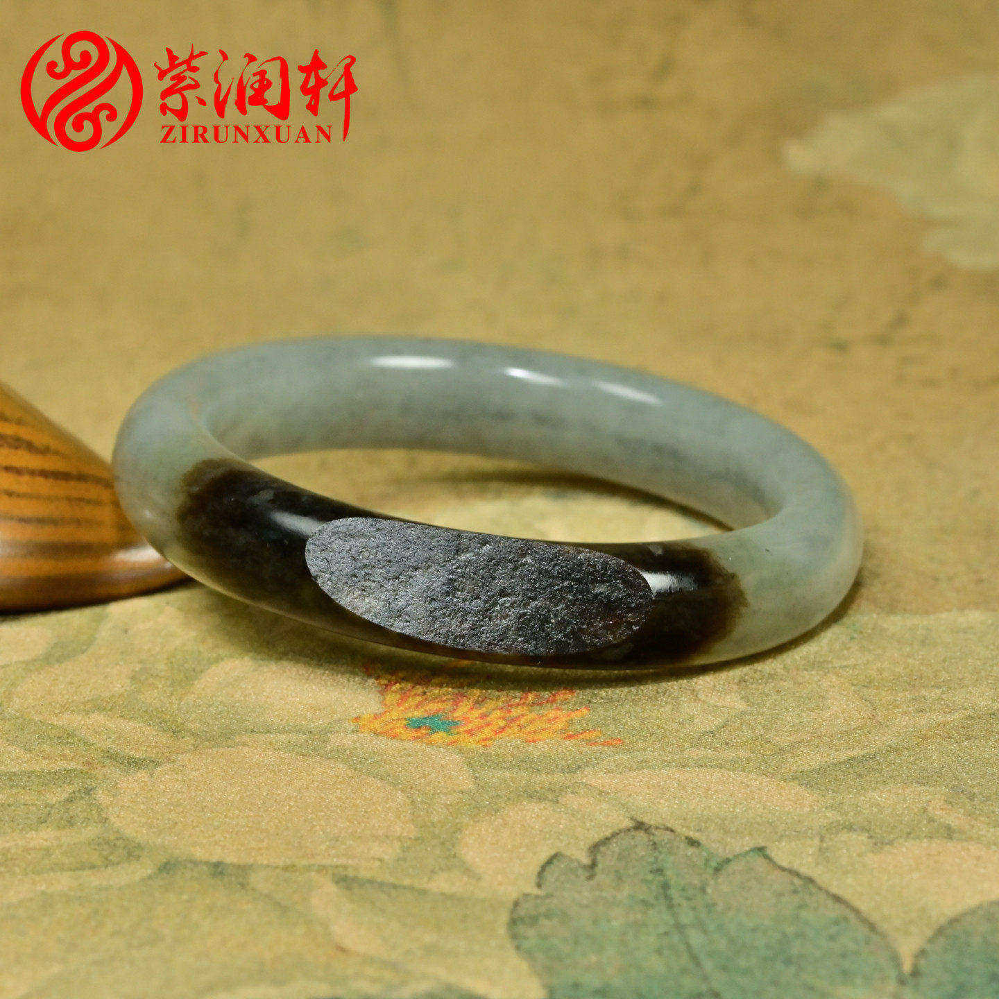和田玉新疆聚黑皮籽料手镯51.2mm