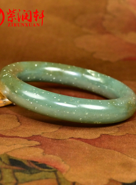 和田玉籽料手镯糖青玉飘雪花棉镯