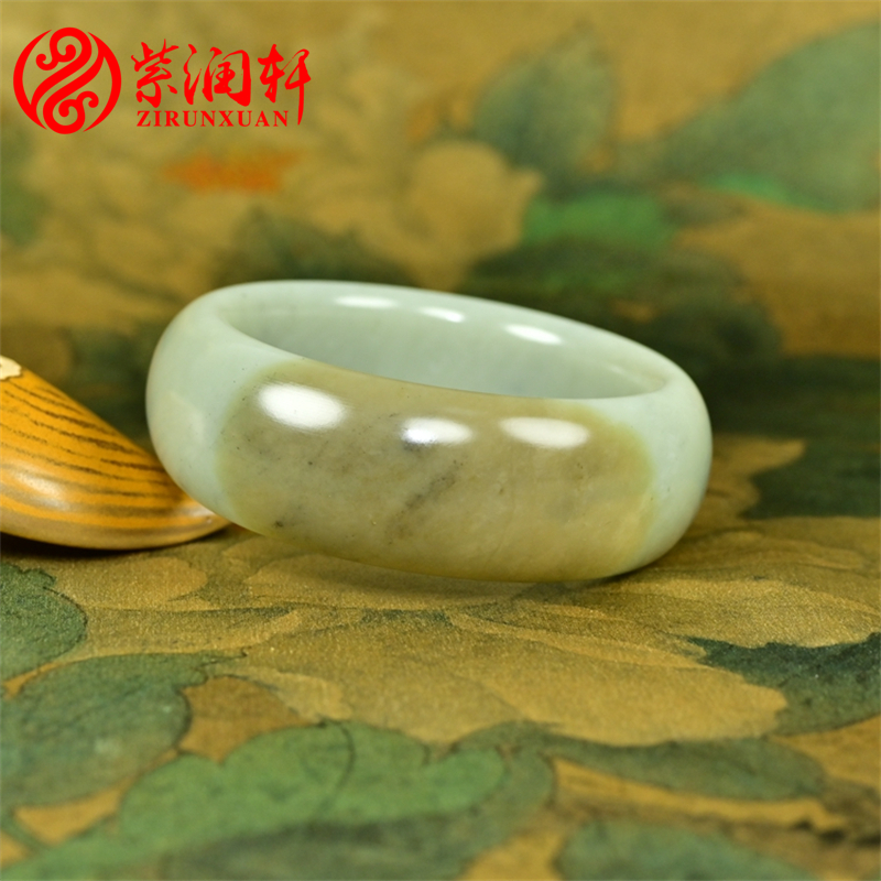 和田玉宽条糖青白手镯且末料三色