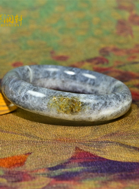 紫润轩新疆和田玉籽料手镯51MM一线天白玉水墨青花聚秋梨皮收藏级