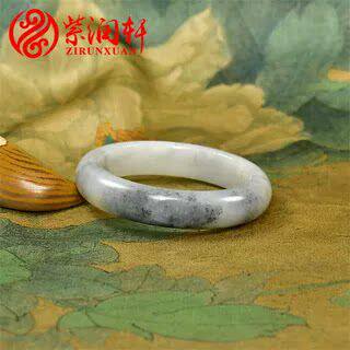 紫润轩新疆和田玉青花籽料手镯水墨山水意境56 5MM带皮玉镯收藏级