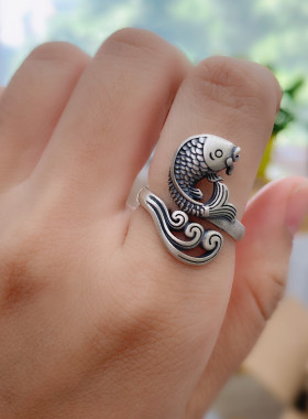 戒指纯银时尚小众ins开口可调节