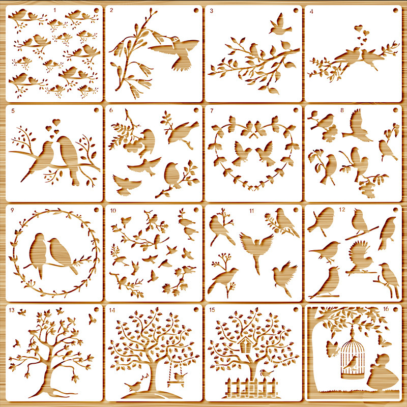 镂空绘画模板植物儿童手绘花朵动物diy手账模板喷花墙绘画画模具