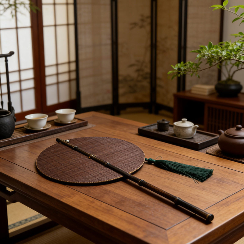 紫竹竹编扇子宋风复刻 手工竹制 夏季复古团扇 汉服扇骨 扇子折扇