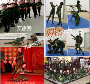 军旅舞蹈服装男女兵同行表演服儿童军装绿蓝迷彩演出服饰红军水手