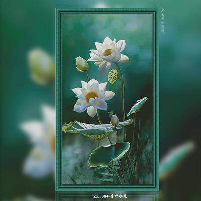 【ZZ1384-青叶水芝】十字绣新款2025客厅小格刺绣自绣手工风景系