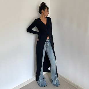 初秋女2024新款 针织开衫 高级感显瘦外搭462 今年流行中长款 自制