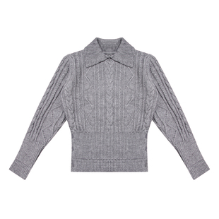 翻领麻花套头毛衣女款2025新款超好看冬装内搭显瘦针织衫上衣