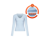 自制母婴触感 V领羊毛双面绒加厚长袖 T恤女纯欲显瘦打底上衣858