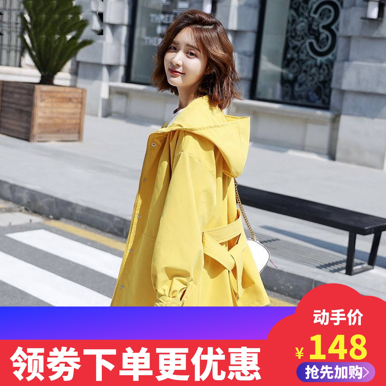 Temperament windbreaker womens medium and long Korean spring and autumn 2020 new loose leisure short womens chic thin coat