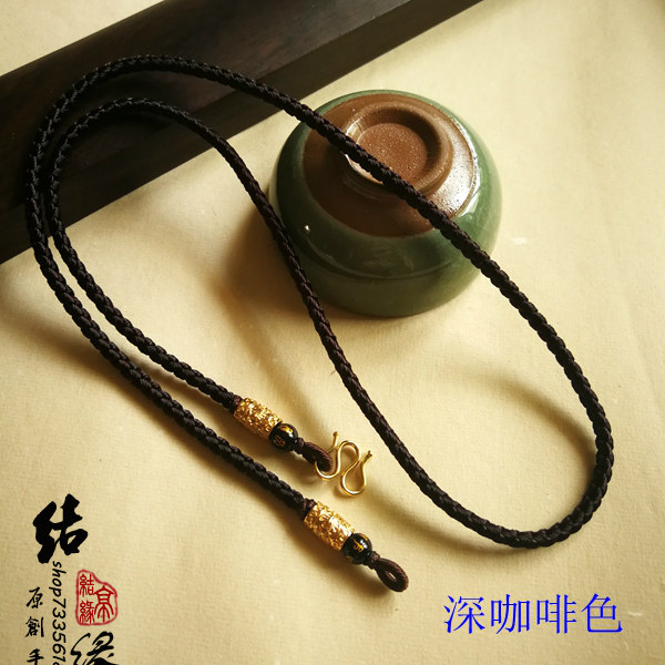 3.5mm高档黄金佛牌吊坠挂绳泰国佛牌专用绳子男女项链绳M扣铜镀金