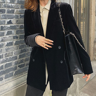 黑色绒面西装 自制 Slay全场 blaze版 外套女 经典