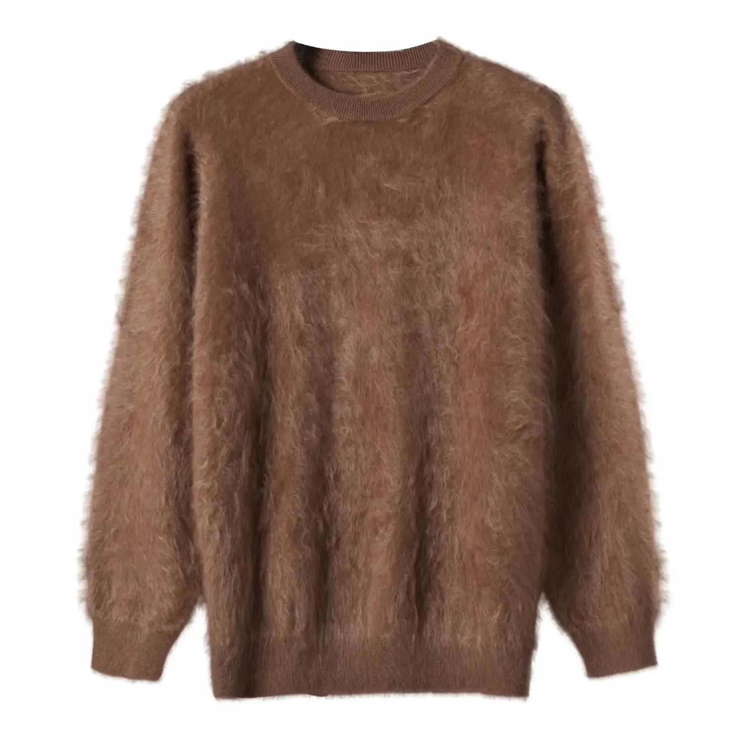 高级感拉绒纯山羊绒衫男圆领