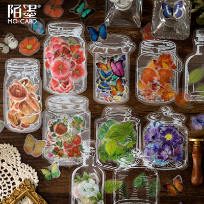 junk journal 花卉pet手帐素材贴纸包创意花卉蝴蝶手帐素材拼贴画