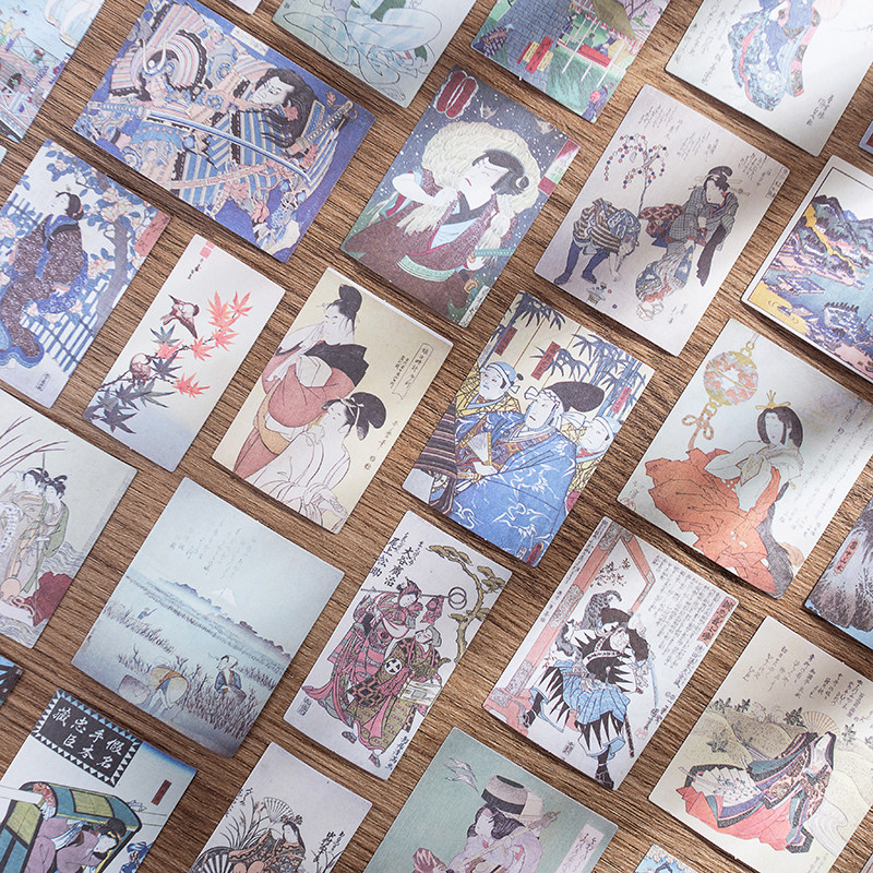 junk journal复古手帐素材包古代日本昭和风手账贴画大尺寸做旧贴