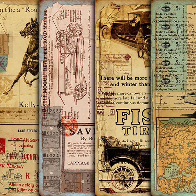 junk journal复古手账素材贴纸大尺寸vintage打底背景纸英文报纸
