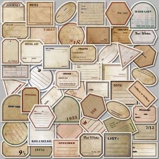 饰水杯 复古文字标签贴纸50枚手账贴纸卡通创意英文字母手帐贴画装