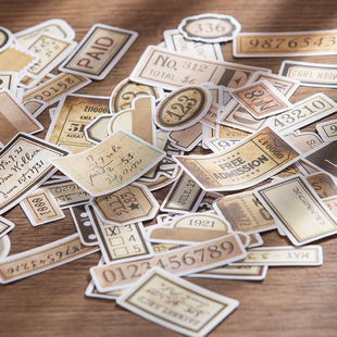 junk journal 复古手账贴纸素材包励志英文词条边框票据手帐贴画