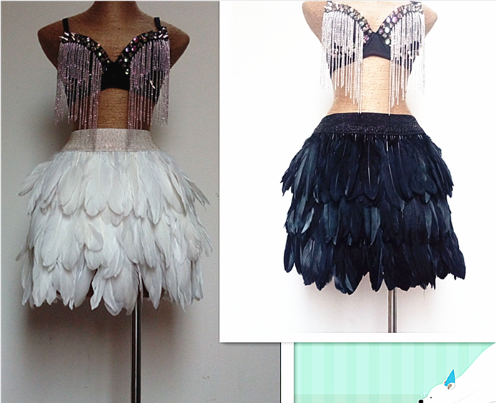 新生日派对蓬蓬短款白色黑色半身裙子新品2023羽毛裙短裙晚宴舞会