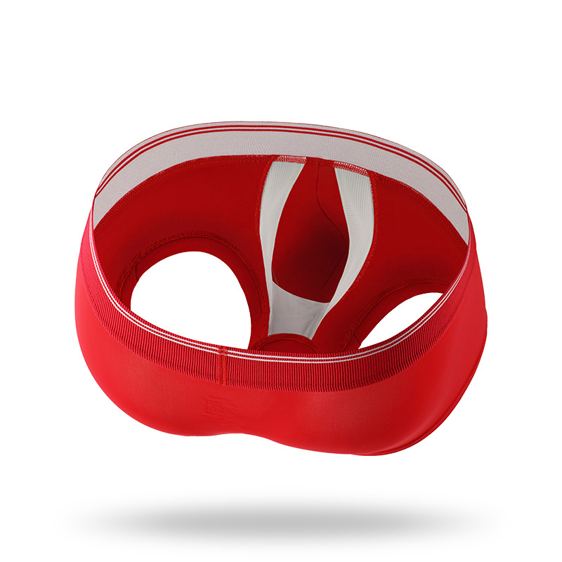 平角裤男纯色防走位抗菌冰丝内裤