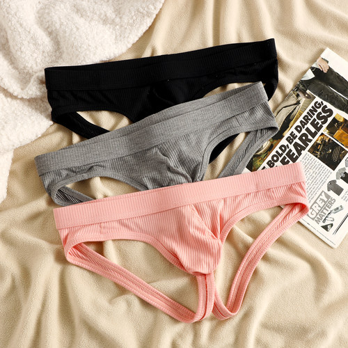 纯欲男士丁字内裤低腰纯色双丁裤
