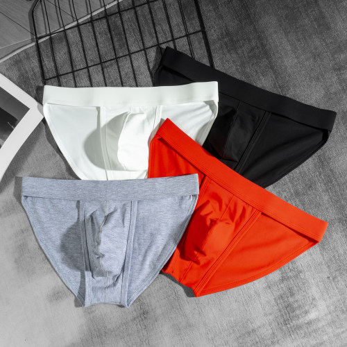 低腰纯棉透气U凸高叉三角内裤男