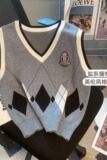 日系温柔学院风外穿洋气针织马甲男女V领宽松坎肩无袖刺绣背心P53，男装针织衫/毛衣，四季星座218-1