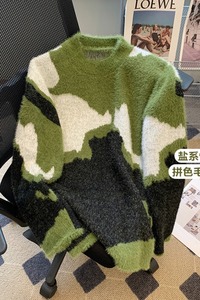 法式慵懒风宽松套头马海毛毛衣男女秋冬小个子高级感针织衫P66图片