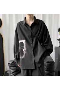 秋装长袖衬衫男韩版潮牌ins宽松衬衣痞帅复古设计感潮牌寸衫S07图片