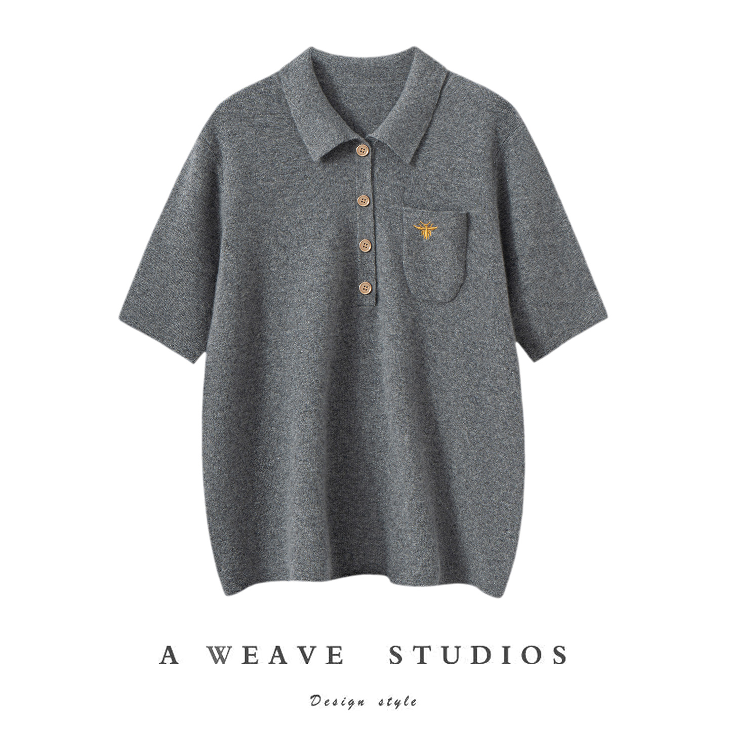 学院风100%纯羊绒衫女POLO领短袖