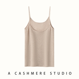 修身 针织打底衫 显瘦上衣 100%纯山羊绒吊带背心女圆领无袖 秋冬新款