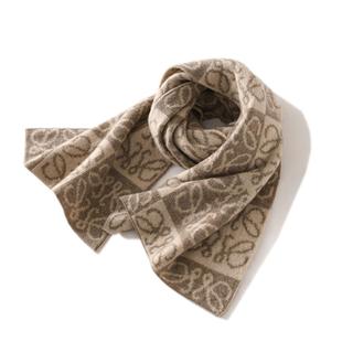 秋冬新款提花100%山羊绒围巾针织保暖秋冬百搭围脖男女通用