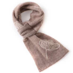 软糯~秋冬100%纯山羊绒围脖女士针织保暖穿孔短款花色围巾