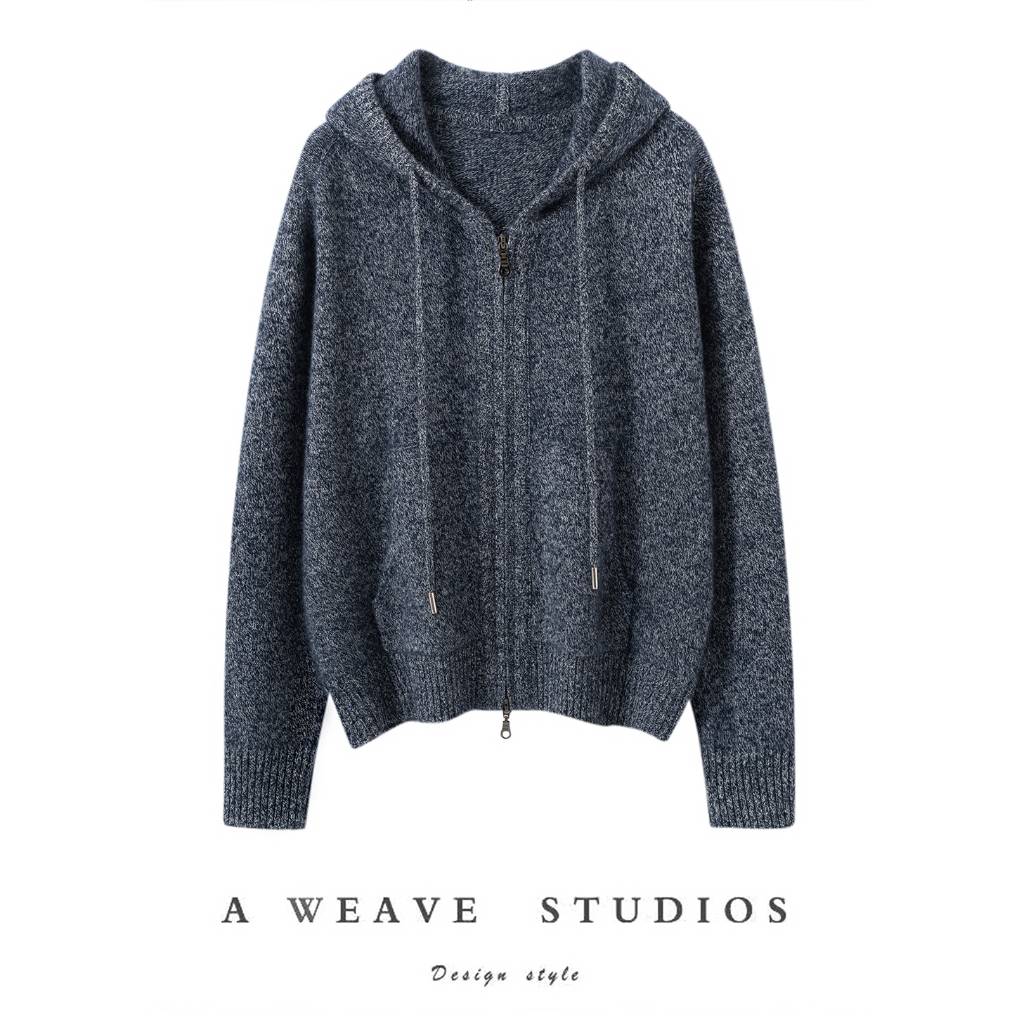 100%山羊绒连帽花纱开衫女