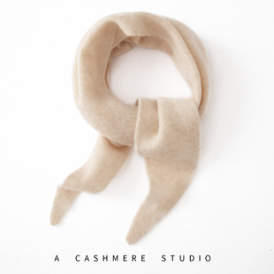 秋冬100%纯山羊绒三角巾女百搭多功能休闲护颈小披肩针织保暖围脖