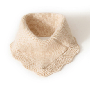 秋冬100%纯山羊绒围巾女纯色假领子针织花边围脖弹性防寒脖套领套