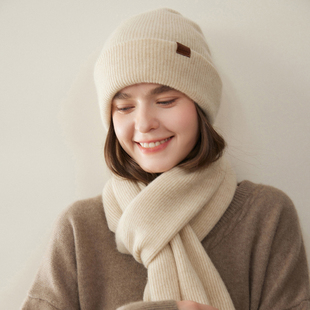 100%纯山羊绒帽子女冬季保暖百搭包头护耳针织帽防寒堆堆帽