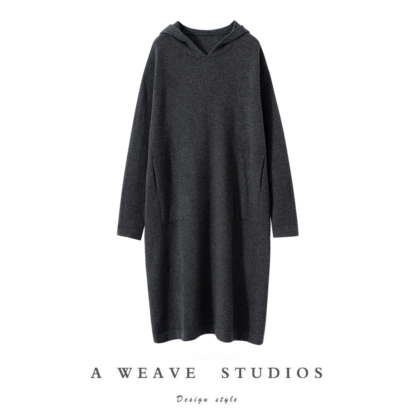 秋冬纯山羊绒连帽长款针织衫女