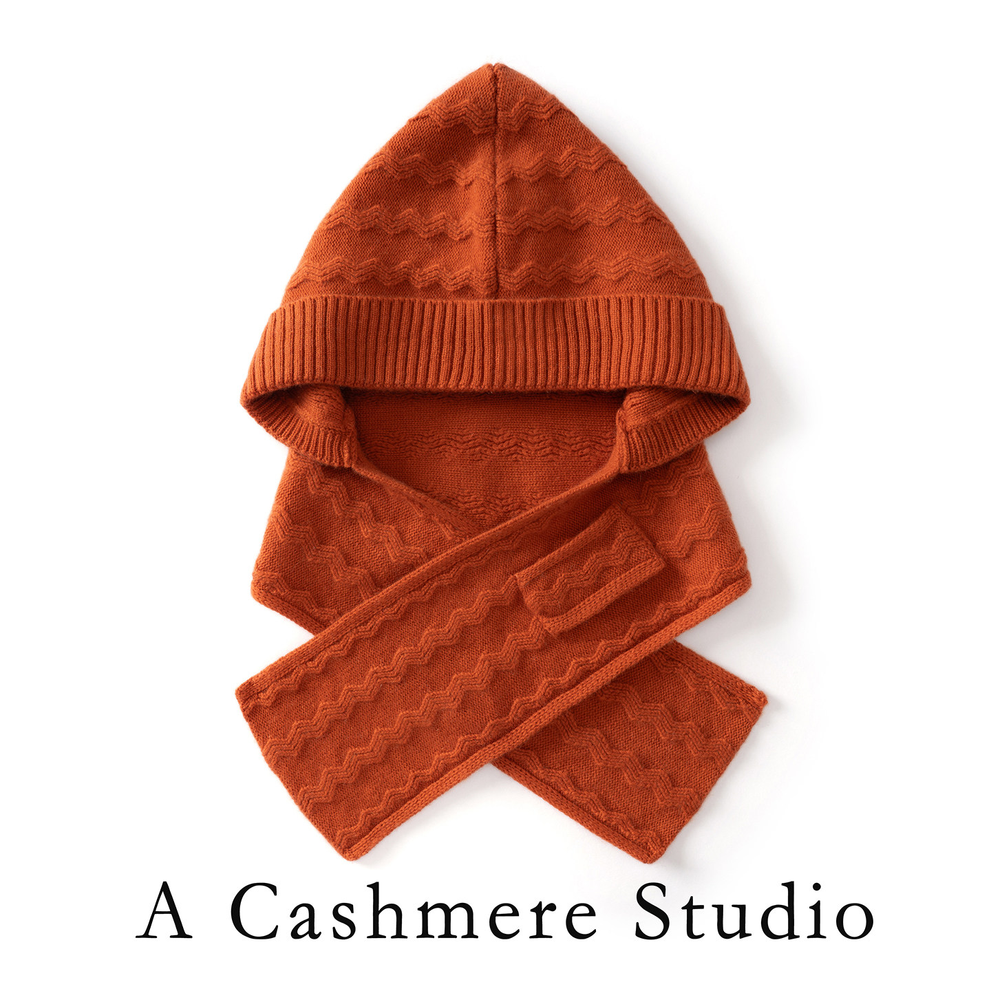 秋冬纯山羊绒保暖围巾一体帽男女