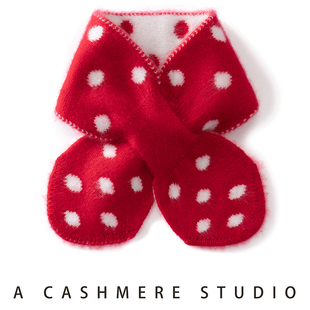 儿童~秋冬100%纯山羊绒围脖男女宝宝可爱蝴蝶结针织保暖小围巾