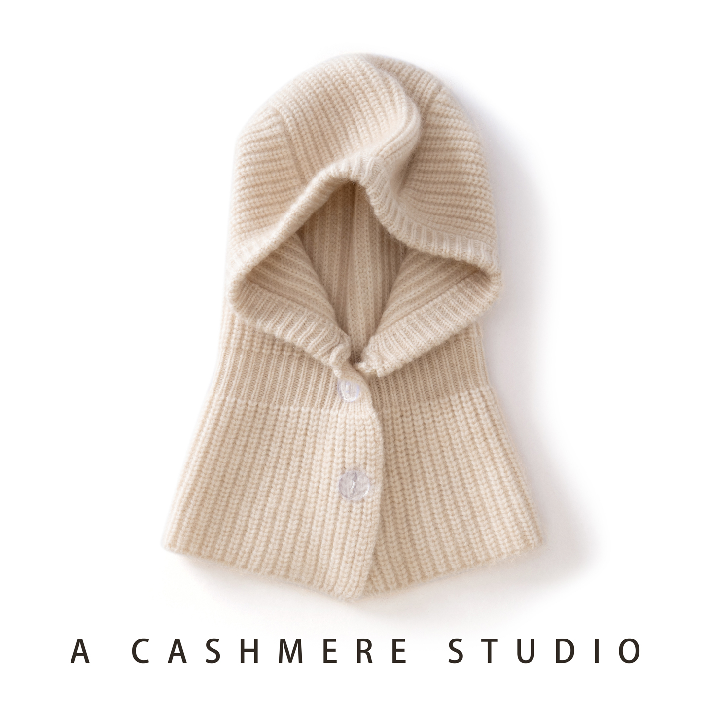 儿童100%纯山羊绒帽子男女围脖一体护耳保暖针织帽休闲百搭毛线帽