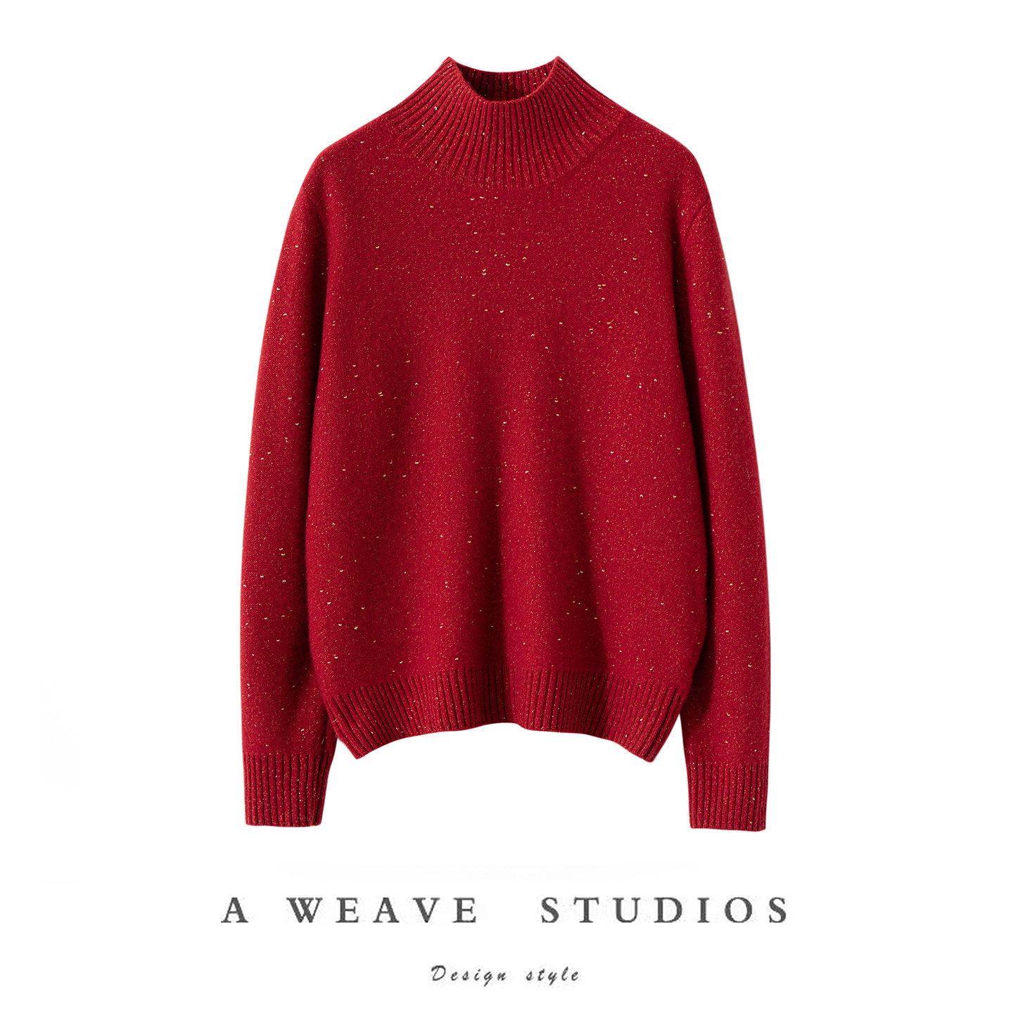 秋冬新款纯山羊绒衫女金豆半高领套头加厚针织毛衣宽松打底衫