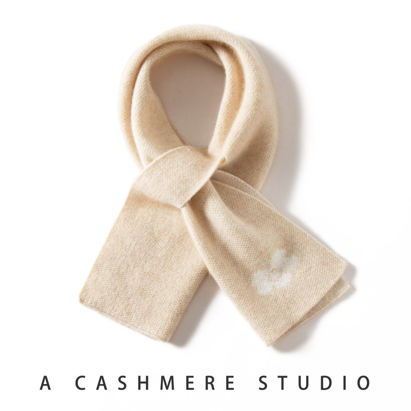 秋冬纯山羊绒交叉穿孔针织围脖女