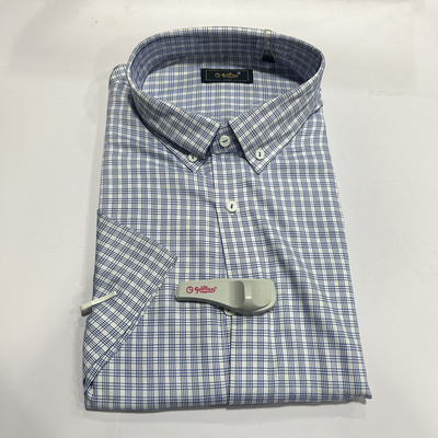 金利来男装衬衫夏款修身格子短袖