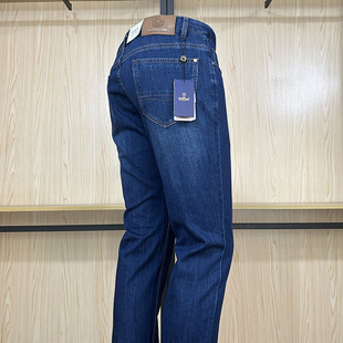 金利来男装牛仔裤春秋款修身版直筒长裤含亚麻面料MPJ20111414-85