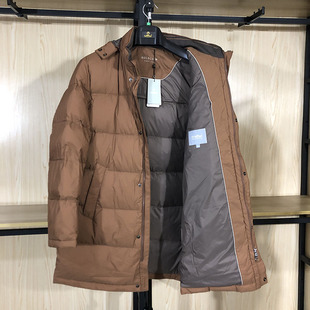 金利来男装羽绒服冬季厚款白鸭绒可拆帽中长款外套EDSEF963018-57