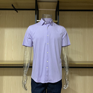 【1折促销】LOZIO罗茜奥男夏季纯棉面料休闲短袖针织衬衫25532410