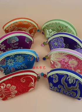 中国特色贝壳包出国礼品首饰袋 饰品收纳 丝绸布艺元宝零钱首饰包