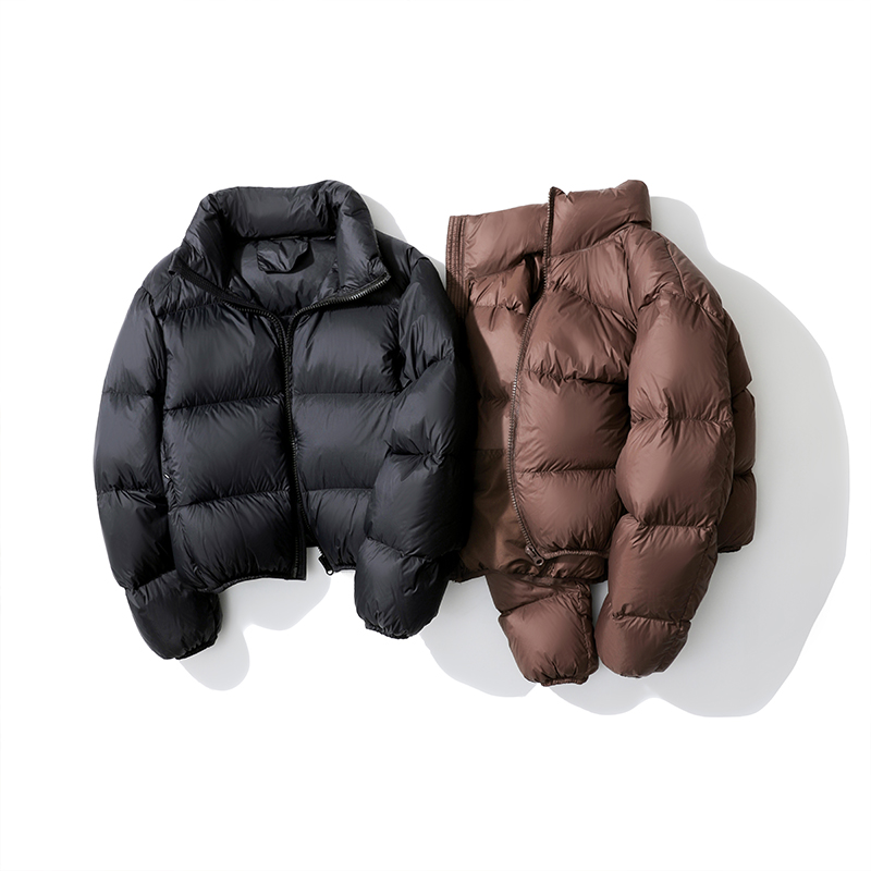 肯豆风短款立领加厚显高羽绒服